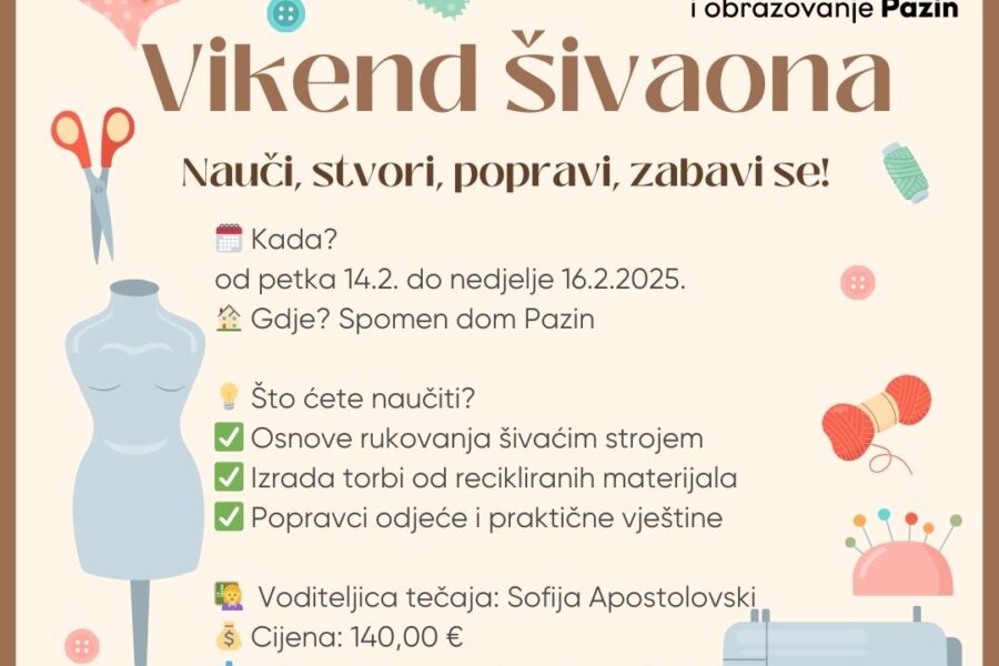 Vikend šivaona: Nauči, stvori, popravi, zabavi se!