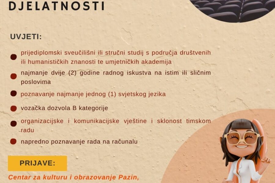 Oglas za radno mjesto – voditelj kulturnih djelatnosti